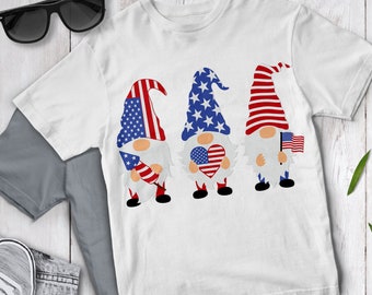 愛国的なノームのSVG、アメリカ国旗、7月4日（デジタルファイル）
