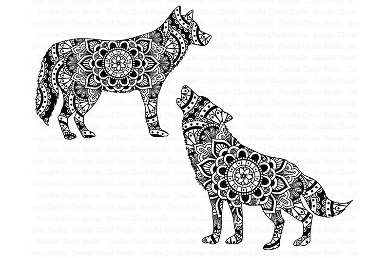 Download Mandala Wolf Howling Wolf Mandala SVG Wild Animal Wolf | Etsy