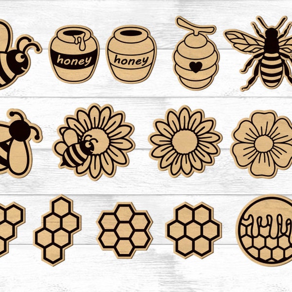 Bee Earrings Set SVG. Bee Stud Earring File for Laser Cutter and Glowforge, Bee On Flower, Honeycomb, Honey, SVG Laser Cut Digital File,