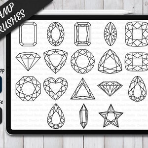 Gems Stamps Brush für Procreate und Photoshop. Edelstein Procreate Stempel und Pinsel. Diamanten Edelsteine Photoshop Stempel Pinsel. Juwel-Stempel.