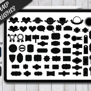 Labels Stamps Brushes for Procreate and Photoshop. Procreate Stamp and Brush. Photoshop Stamp and Brush. Tag Bundle for IPad Procreate.