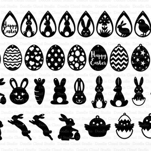 Easter Earring SVG, Easter Earring SVG Files for Silhouette Cameo and Cricut. Easter Egg Svg, Bunnie Earring Svg, Earring Chick, Pendant image 3