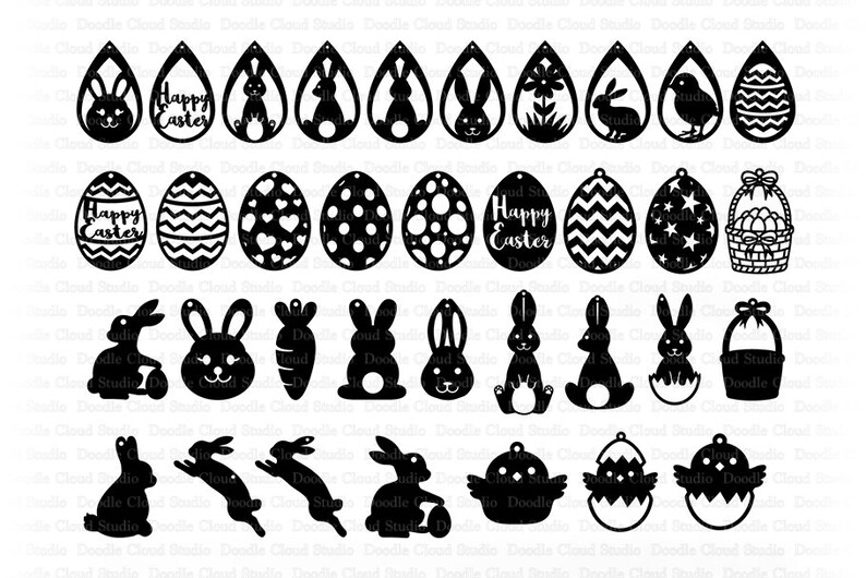 Easter Earring SVG, Easter Earring SVG Files for Silhouette Cameo and Cricut. Easter Egg Svg, Bunnie Earring Svg, Earring Chick, Pendant image 3