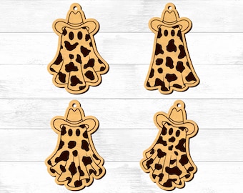 Cowboy Geist Ohrringe SVG-Dateien für Laser Cutter und Glowforge, Cowboy Geist Halloween, Ohrring Laser gravierte Dateien, Cowboy Geist Schmuck.