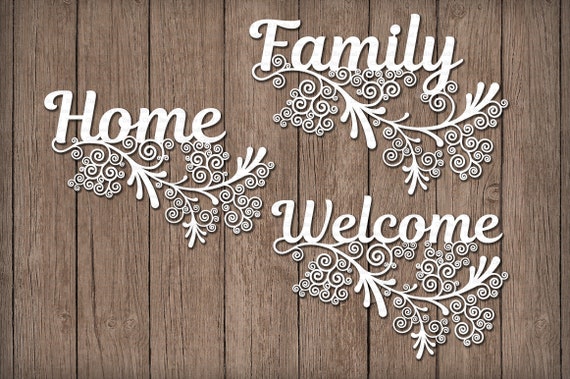 Floral, Home, Family, Welcome SVG files for Silhouette Cameo and Cricut. Home, Family, Welcome clipart PNG transparent included. Il_570xn