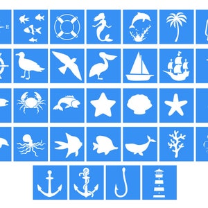 32 nautische Schablone, nautische digitale Schablonen-Vorlagen SVG PNG, nautische Set schneiden Silhouette und Cricut, Dateien Diy Mylar Film Schablone.