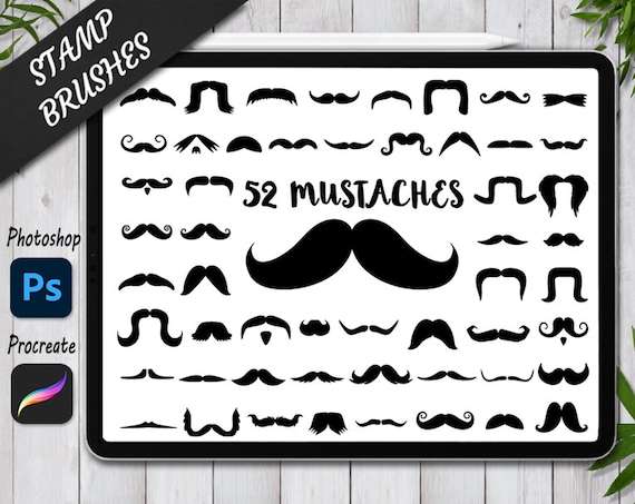 Mustaches Stamps Brushes for Procreate and Photoshop. Procreate Stamp and Brush. Photoshop Stamp and Brush. Mustaches Bundle IPad Procreate. Il_570xn
