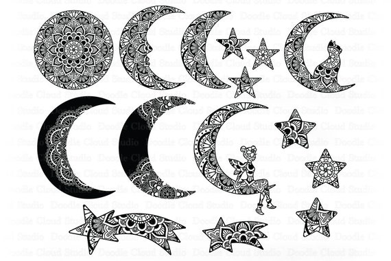 Download Moon Svg Bundle Mandala Mandala Cat And Moon Fairy Moon Svg Moon Stars Half Moon Moon Svg Files For Silhouette And Cricut Moon Clipart By Doodle Cloud Studio Catch My Party SVG, PNG, EPS, DXF File