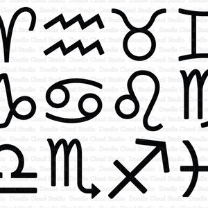 Zodiac Sign SVG, Horoscope SVG, Astrology Sign SVG files for Silhouette Cameo and Cricut. Zodiac Sign Digital Clipart png, Instant Download.