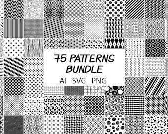 75 Patterns SVG Bundle, Background Pattern SVG  Cut Files for Cricut and Silhouette. Transparent Background,   Svg, Png, Ai.