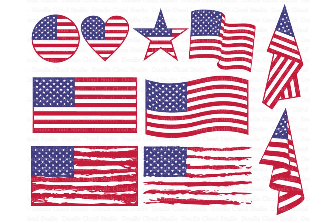 アメリカ国旗 SVG、ディストレスト USA 国旗 SVG、Silhouette Cameo