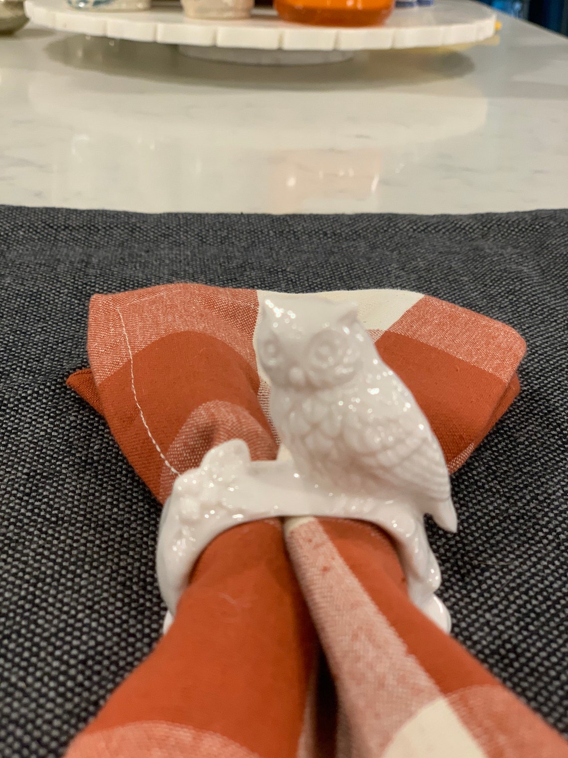 White Ceramic Owl Napkin Rings Sets of 4 Etsy