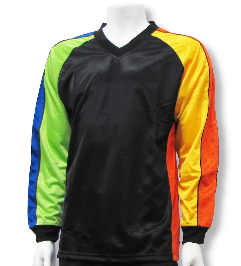 Multicolored soccer goalie jersey customized with name and number image 2