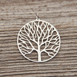 Large Tree of life silver pendant on silver chain || forest, nature inspired || silver lace jewelry || silver tree necklace