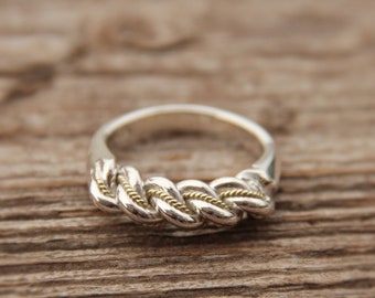 Silver and gold Latvian Namejs ring with Thin braiding || The pagan king || Original Namejs braided ring || Latvian ring