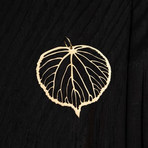 Gold Large linden pendant || Gold nature inspired necklace || tree jewelry || leaf jewellery || lace pendant || LINDEN leaf pendant