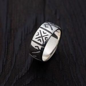 Ring With Engraved Latvian Symbols Wider Pagan Symbols Ring - Etsy