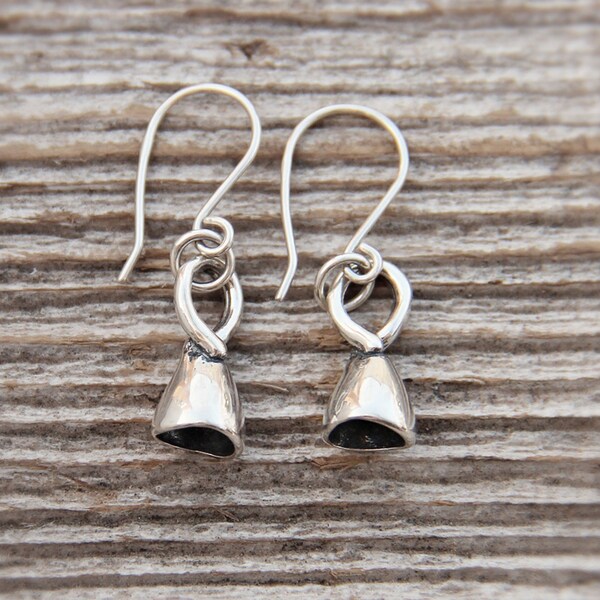 Little bell drop earrings || tiny silver bell earrings || pagan silver bells || little ethno bells