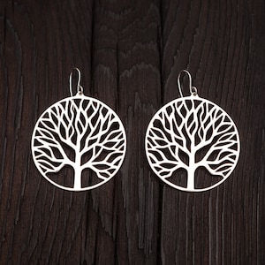 Large Silver tree earrings || Tree of life || tree of world earrings || Silver Lace earrings || nature inspired earrings || boho earrings