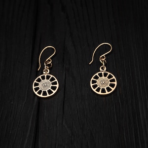 Sun symbol bronze earrings | Baltic jewelry || simple ancient earrings || ethno style earrings || Bronze drop boho earrings