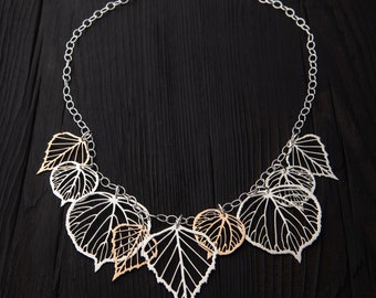 Zilveren en bronzen bladketting | Natuurhuwelijkssieraden