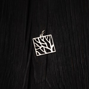 Small Square Tree of life silver pendant || forest, nature inspired || silver lace jewelry || silver tree necklace on silver chain