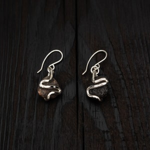 Silver earrings- stone from Baltic sea, One of the kind, Unique jewelry, Beach stone jewelry, Nature inspired jewelry, Christmas gifts ideas
