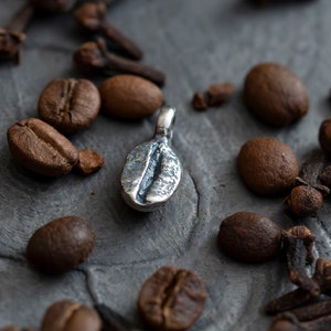 Coffee bean pendant, silver pendant, coffee lovers, Baltic jewellery Latvia