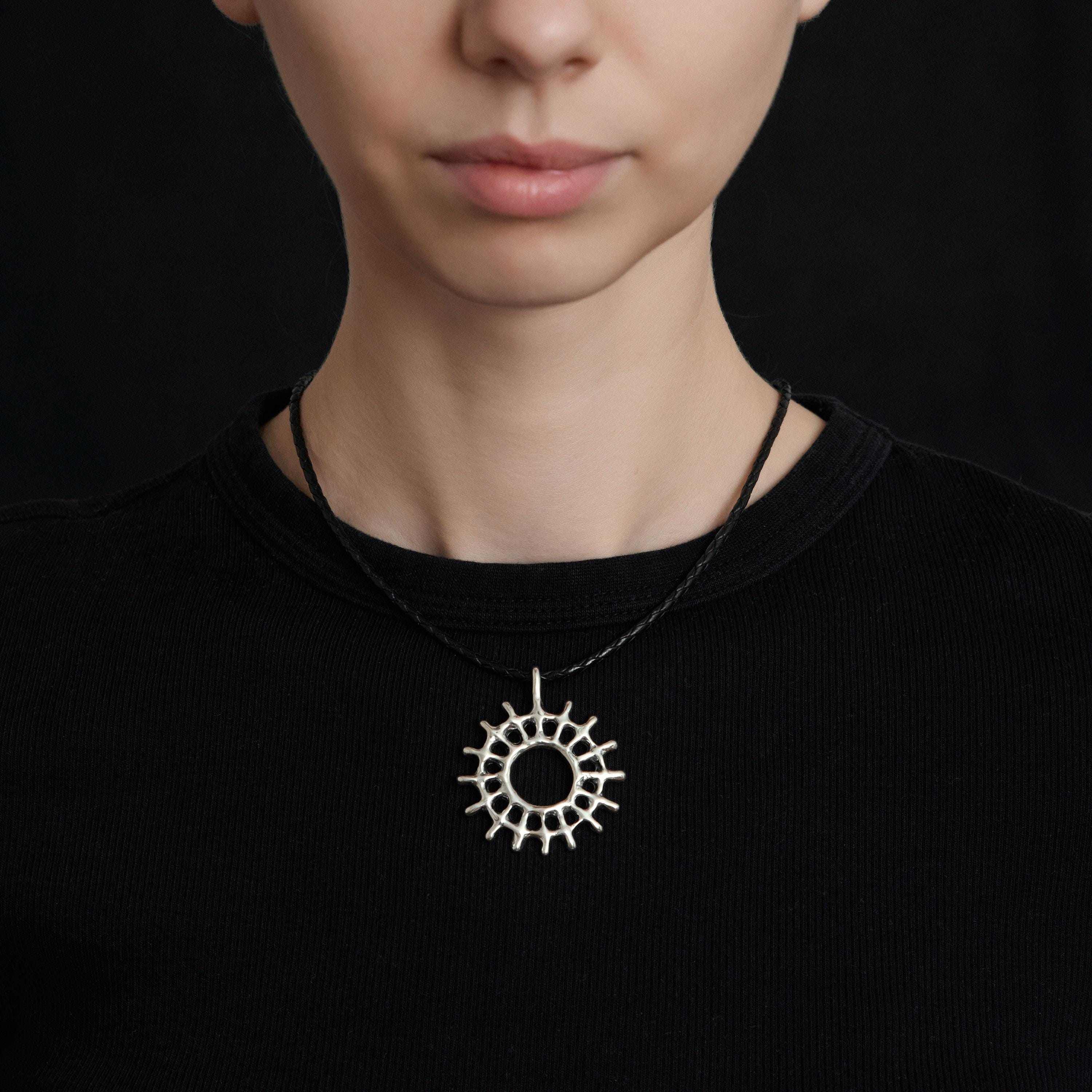 Sterling Silver Sun Symbol Pendant - Etsy UK