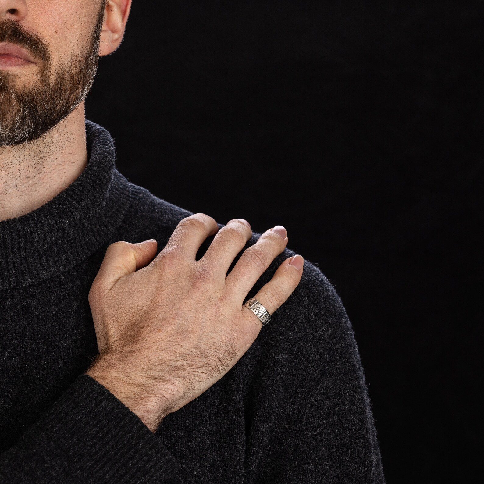 Ring With Engraved Latvian Symbols Wider Pagan Symbols Ring - Etsy