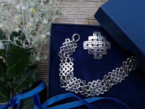 Braided croses silver Viking Bracelet|| ancient mens jewelry || celtic  motivs || gift for him || unisex bracelet