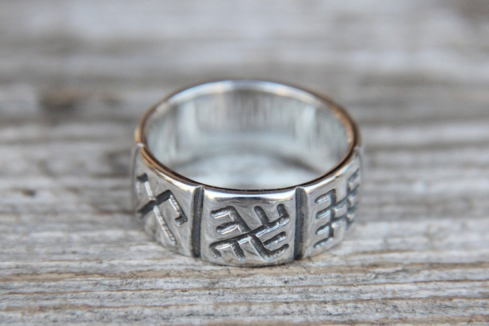Ring With Engraved Latvian Symbols Wider Pagan Symbols Ring | Etsy