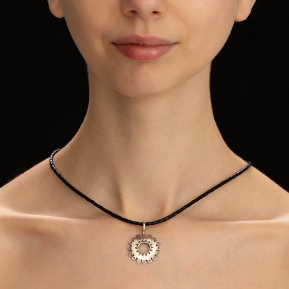 Sterling Silver Sun Symbol Pendant | Latvian Archeological Jewelry