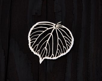 Sterlingzilveren hanger met lindeblad | Op de natuur geïnspireerde boomsieraden