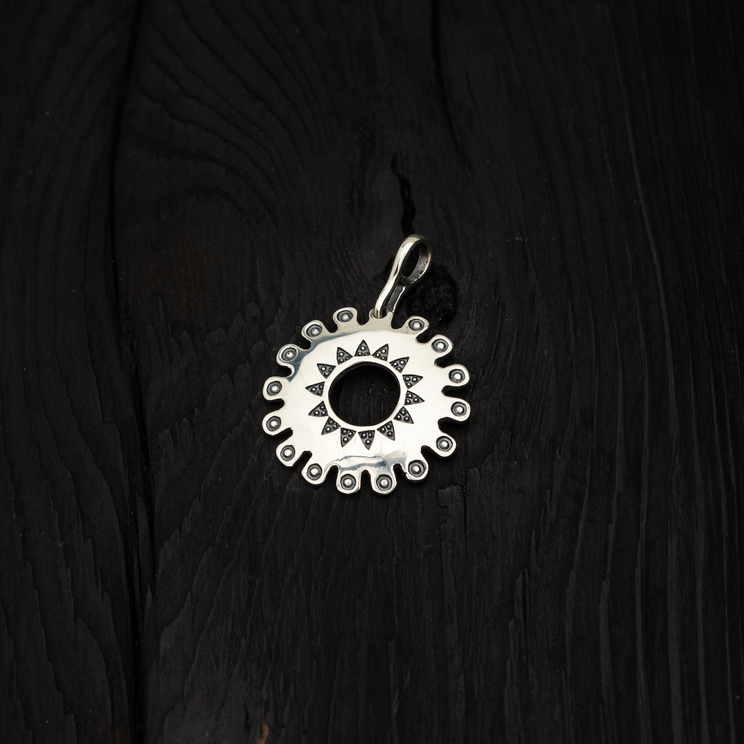 Silver Sun Symbol Pendant Krimulda Sun Pendant Archeological Jewelry Baltic Jewellery Latvia