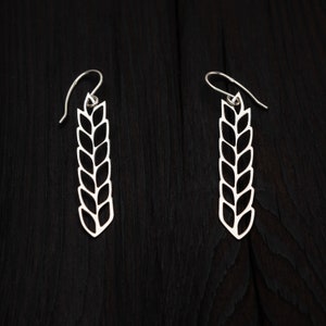 Grote zilveren tarweoorbellen, lichtgewicht oorbellen, korenaar, op de natuur geïnspireerde sieraden, kerstcadeau-idee, cadeau voor moeder