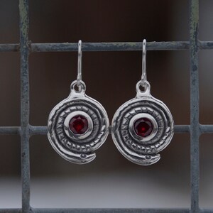 Silver grass snake earrings with gemstone