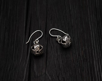 Little bell drop earrings || chiming silver bell earrings || pagan silver bells || little ethno bells || ringing little bells