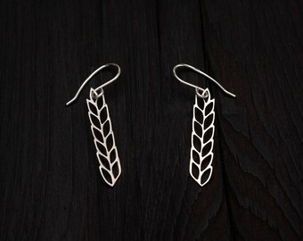 Small Silver Wheat Earrings, Nature Inspired Jewelry