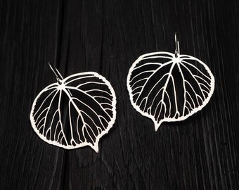 Sterlingzilveren oorbellen met lindeblad | Op de natuur geïnspireerde oorbellen