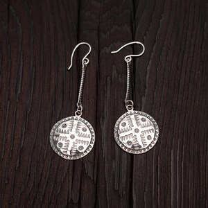 Silber Ohrringe - Liv Sonne Symbol, Runde Ohrringe, ethnische Ohrringe, Sonne Schmuck, Silber Geschenke, Geschenk für Schwester, Weihnachtsgeschenk Ideen