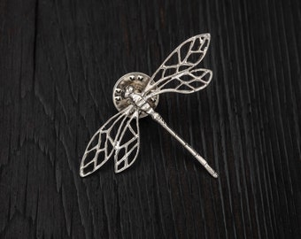Broche de libélula de plata de ley hecho a mano / Joyería natural