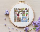 Home Library Bookshelf - PDF Cross Stitch Pattern