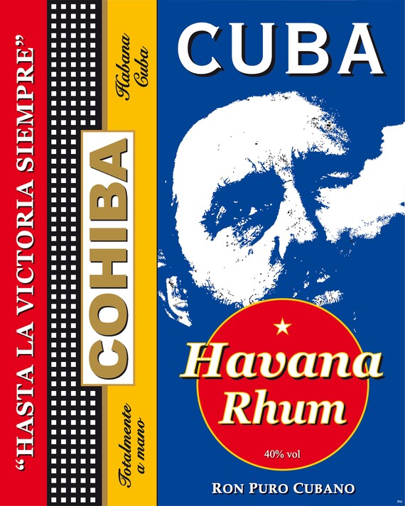 Cuba Castro Cohiba Travel Poster Vintage Etsy