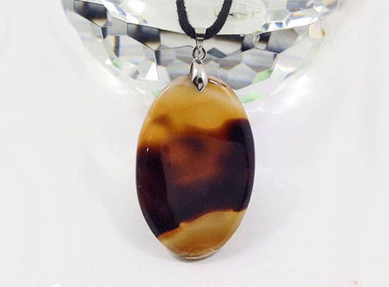 58x32x8 mm Metal Clasp with wax cotton cord 72Ct. Oval Shape Natural gemstone P989 Montana Agate Necklace