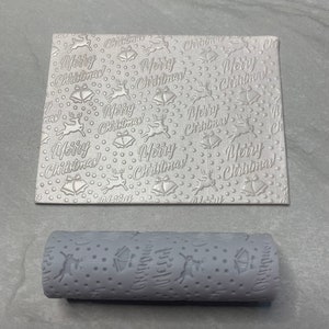 Merry Christmas polymer clay texture roller CH-E