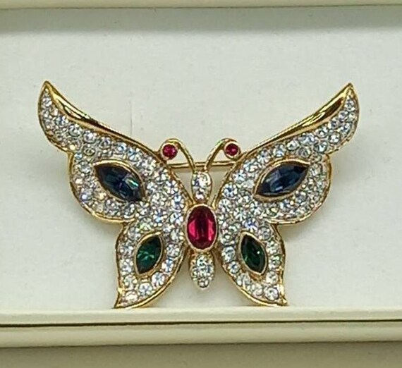 Vintage Attwood and Sawyer Butterfly Brooch Clear… - image 7