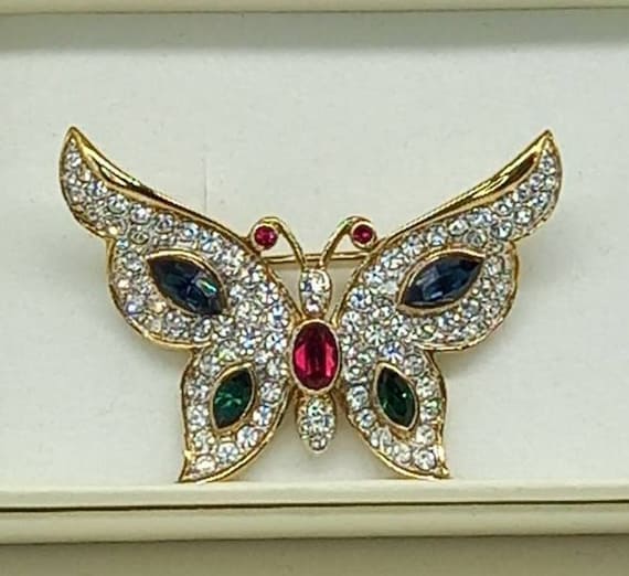 Vintage Attwood and Sawyer Butterfly Brooch Clear and