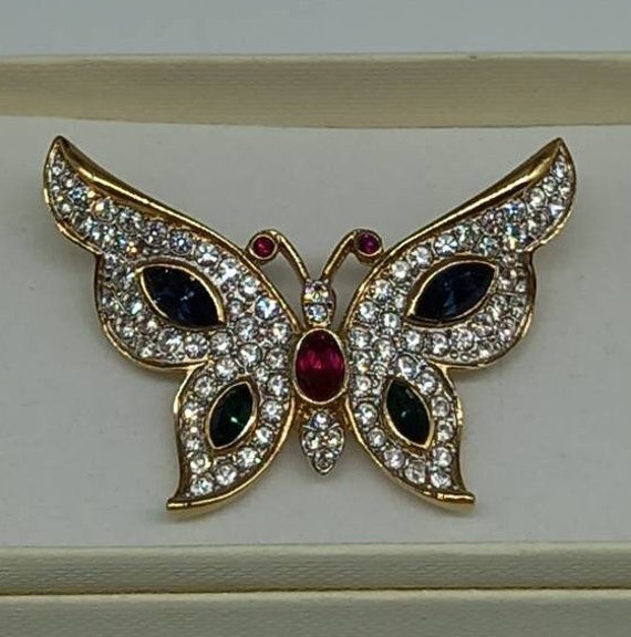 Vintage Attwood and Sawyer Butterfly Brooch Clear… - image 3