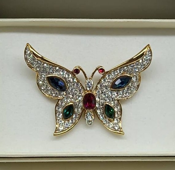 Vintage Attwood and Sawyer Butterfly Brooch Clear… - image 2
